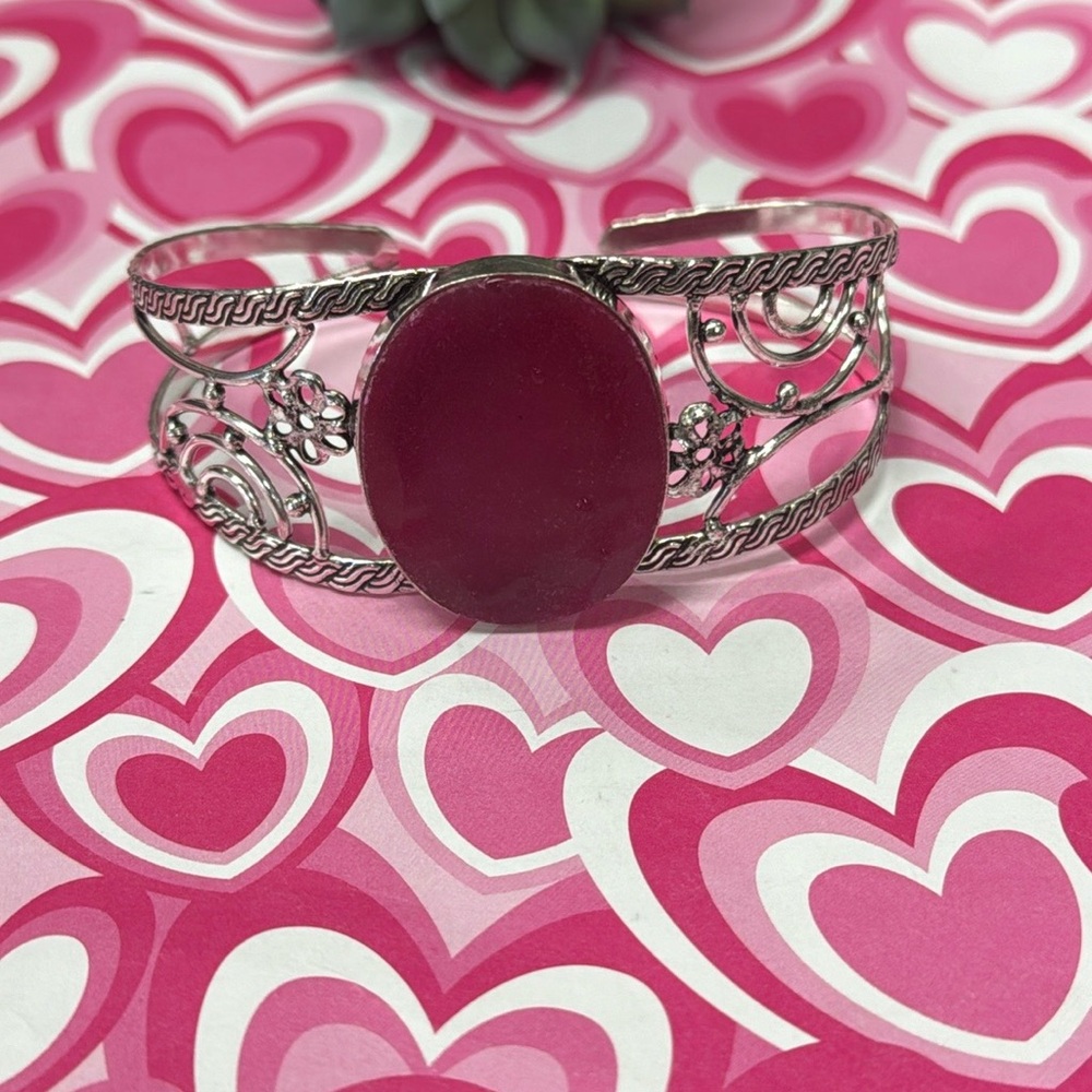 Hand Crafted Ruby Silver Cuff Bracelet - image 3